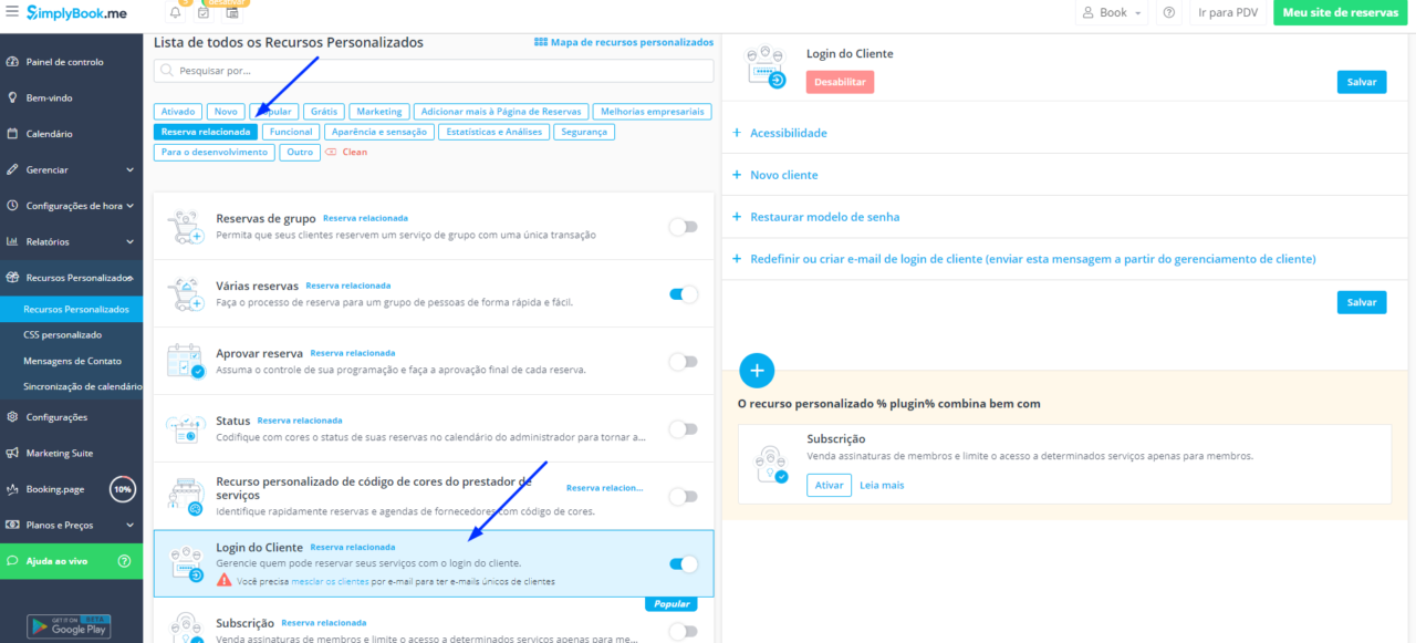Aumente o controle de seu negócio com o Login de Cliente Novidades SimplyBook.me